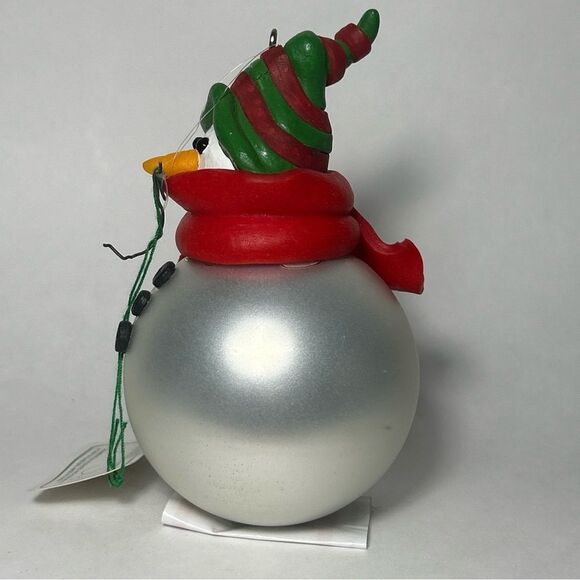 Vintage Department 56 Mercury Glass Snowman Red Scarf Glass Ball Ornament - Picture 5 of 6